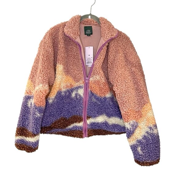 Wild Fable Jacket Mountain Hiking Sherpa Fleece Full Zip Retro Pink Purple XS - Picture 1 of 6